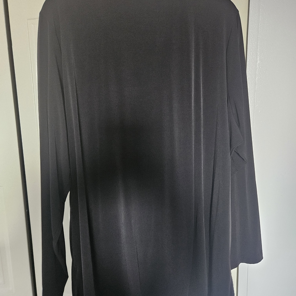 Susan Graver Black Long Sleeve V-Neck Tunic Shirt - Picture 4 of 4